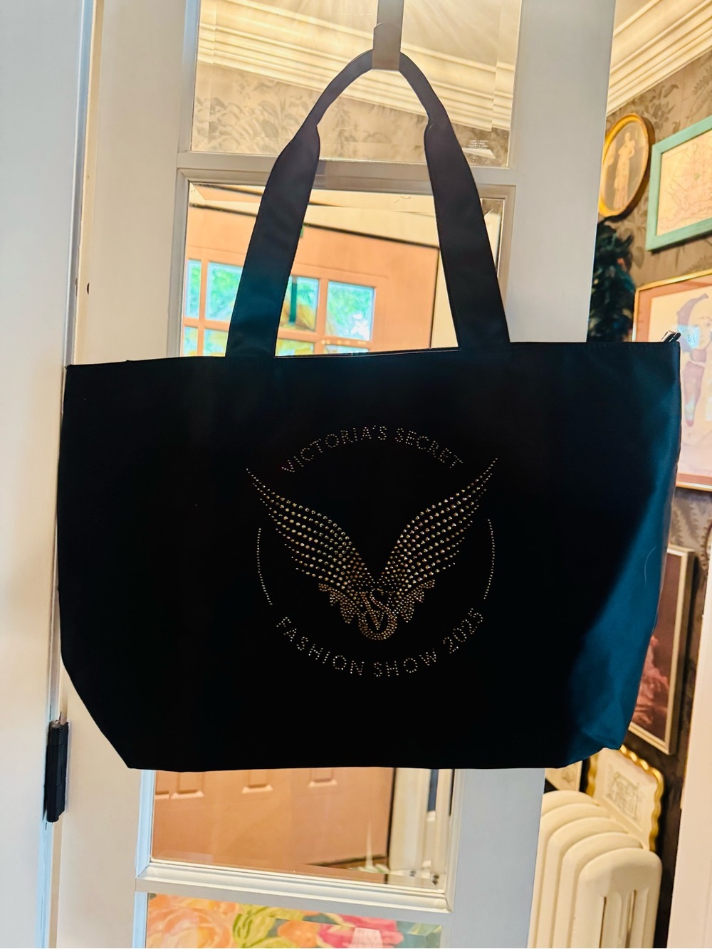 NWOT Large Bedazzled Victoria's Secret Black 2025 Fashion Show Tote Bag